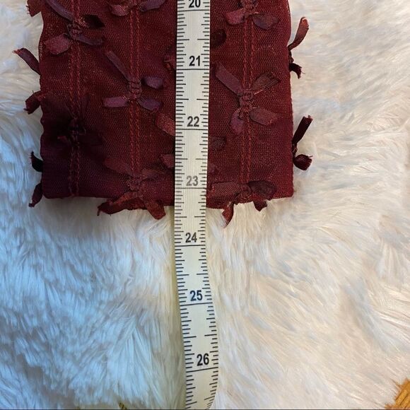 Kenar Wine Colored Ribboned Semi Sheer Blouse, Size 10. - Picture 10 of 10